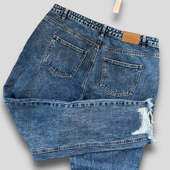 MISSGUIDED WOMENS JEANS HIGH RISE SKINNY DISTRESSED ACID WASH BLUE JEANS 14 - Picture 2 of 7